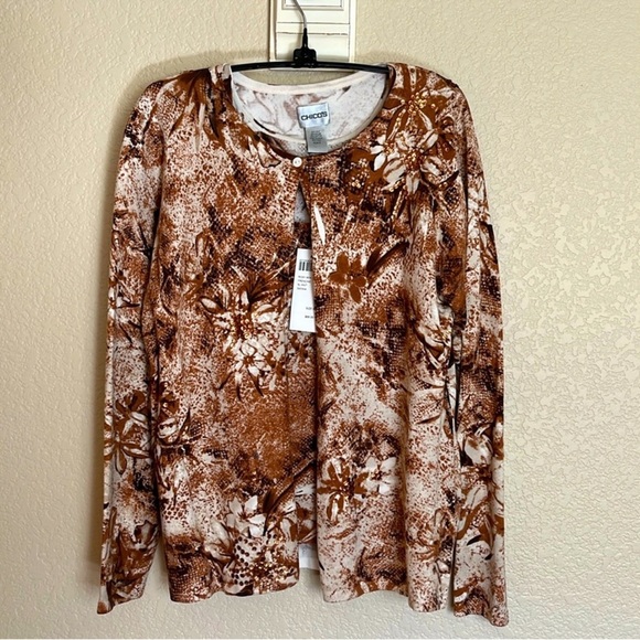 Chico's Sweaters - 🆕 Chico’s 2 pc silk blend Frenchie tank & cardigan with sequins Size 0
